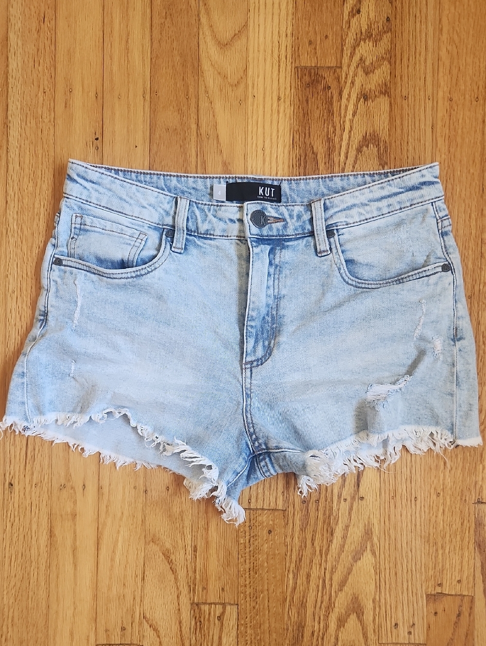 Light Blue Frayed Hem Denim Shorts